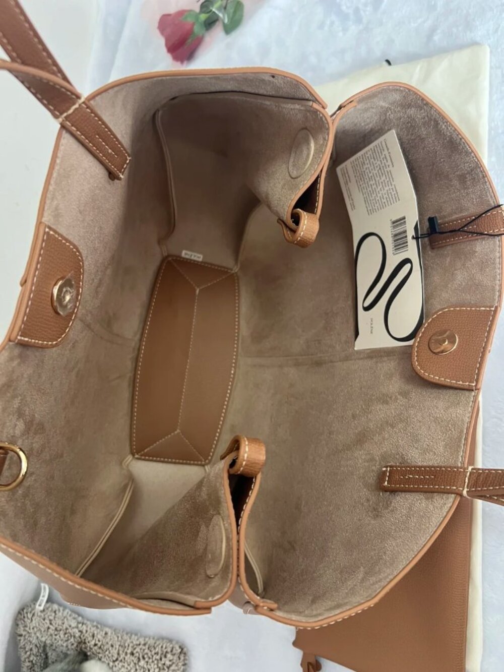 Polène Paris Cyme Mini Tan Textured Leather Tote Bag - Picture 10 of 10